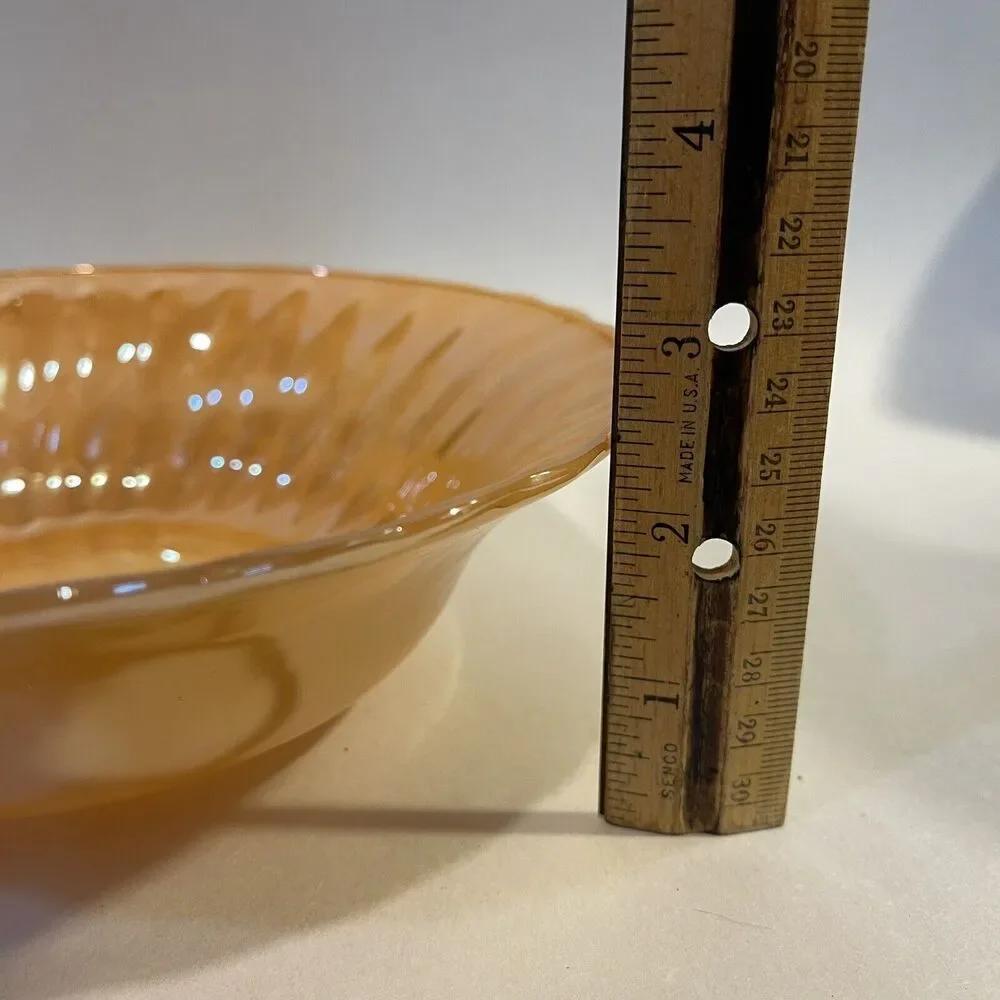 Vintage Anchor Hocking Fire King Oven Ware Peach Luster‎ Swirl Serving Bowl 8